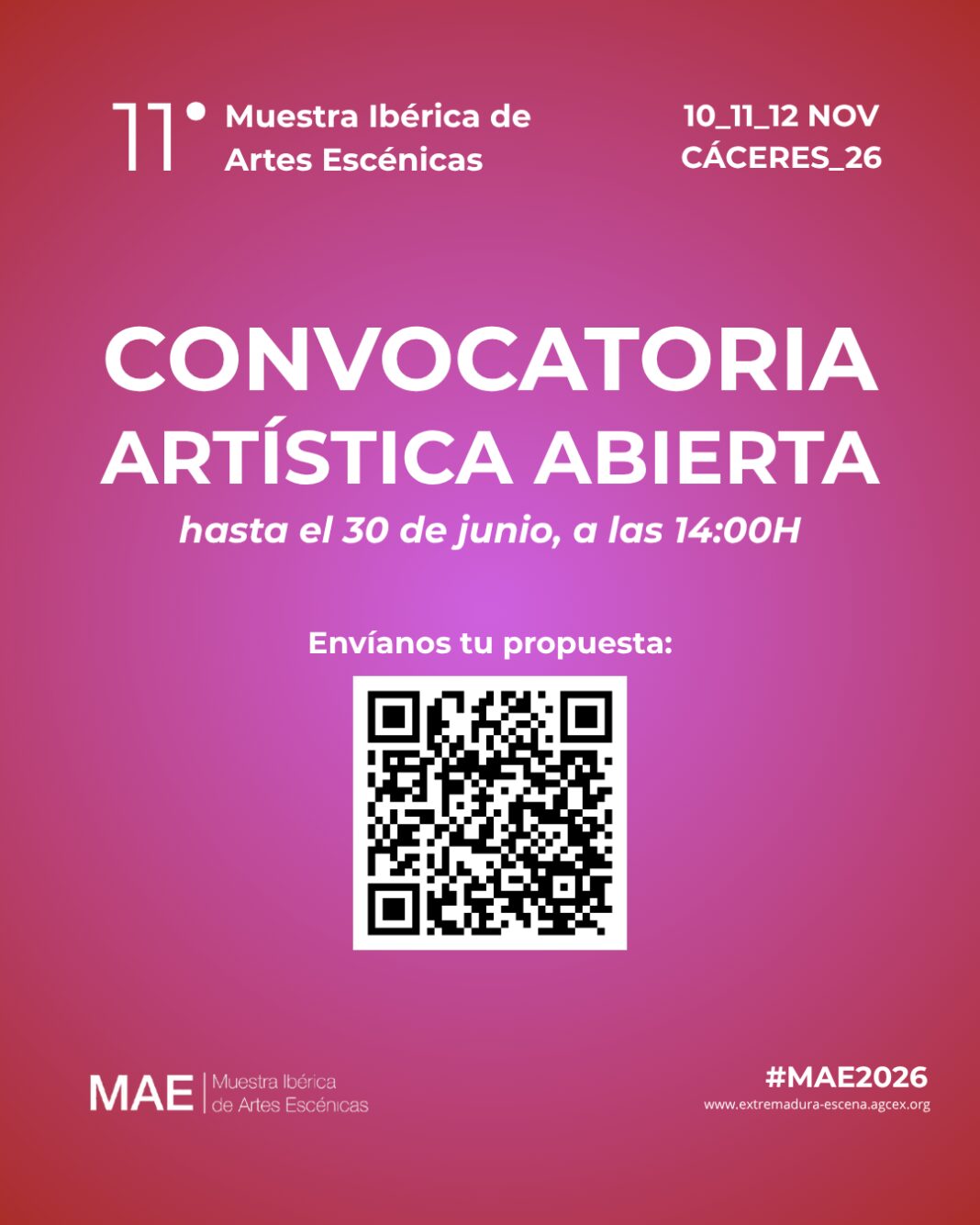 Últimos días para presentar propuestas artísticas a la XI edición de la Muestra Ibérica de Artes Escénicas (MAE26)