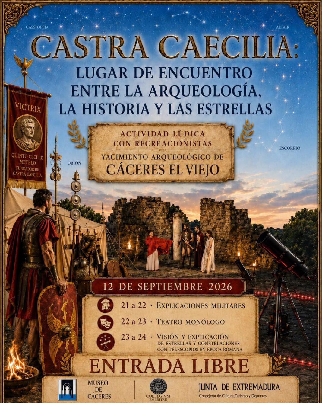 El Museo de Cáceres une arqueología, literatura, mitología y astronomía en su programación para La Noche del Patrimonio 2026